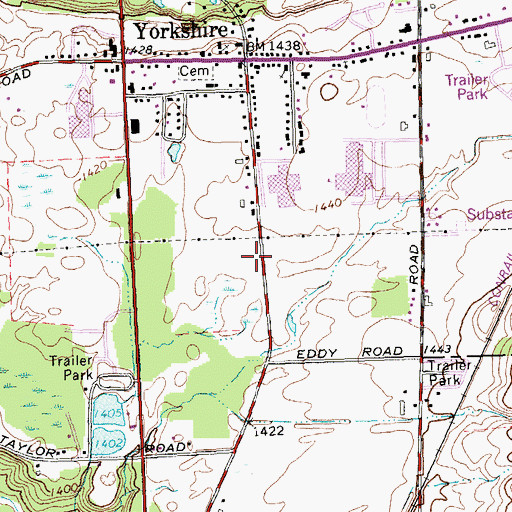 Topographic Map of WYEF-FM (Yorkshire), NY