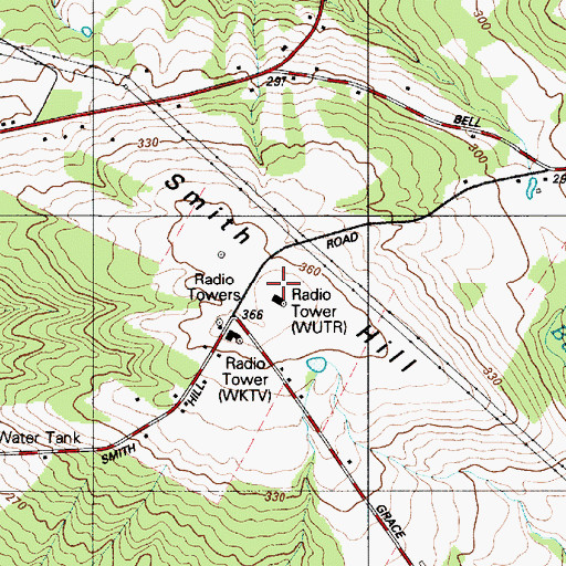 Topographic Map of WUTR-TV (Utica), NY