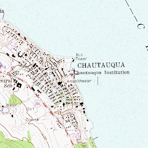 Topographic Map of Chautauqua Institution, NY