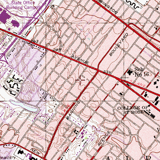 Topographic Map of City of Albany, NY