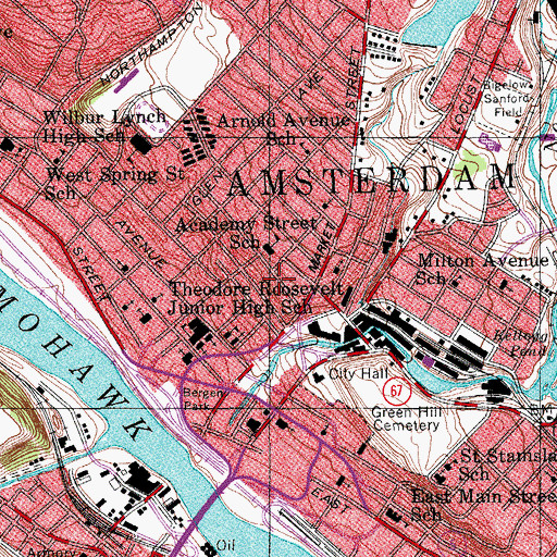 Topographic Map of City of Amsterdam, NY