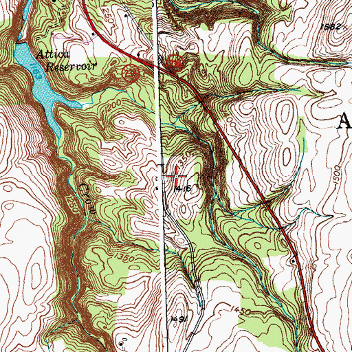 Topographic Map of Town of Attica, NY