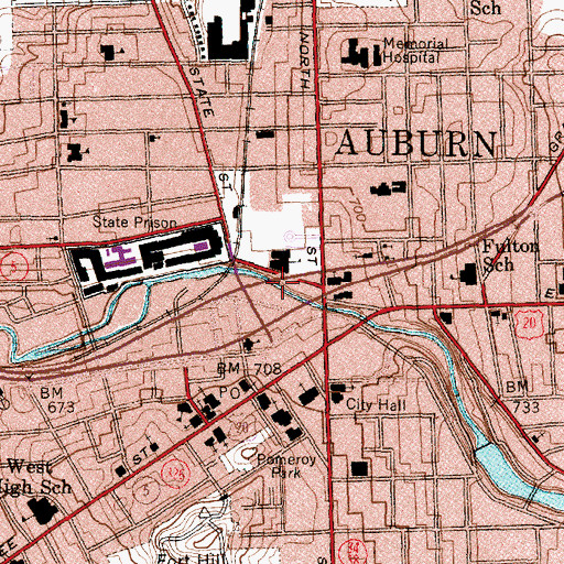Topographic Map of City of Auburn, NY