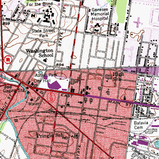 Topographic Map of City of Batavia, NY