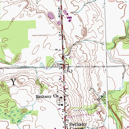 Topographic Map of Town of Bethany, NY