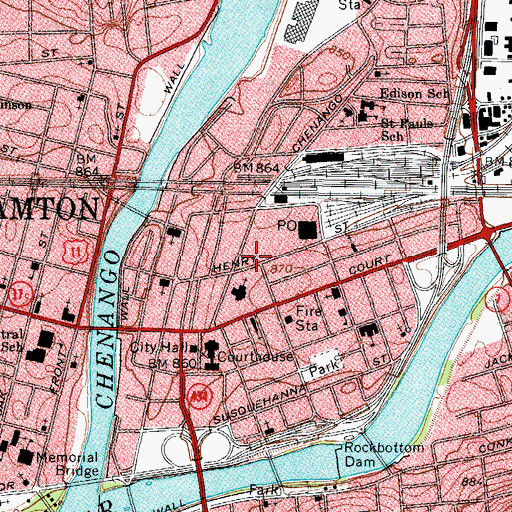 Topographic Map of City of Binghamton, NY