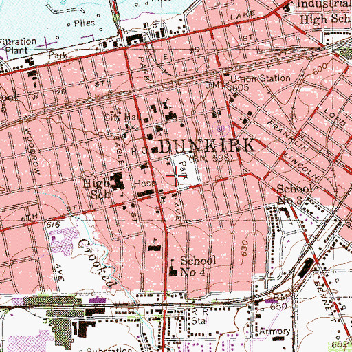 Topographic Map of City of Dunkirk, NY