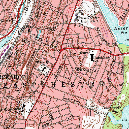 Topographic Map of Town of Eastchester, NY