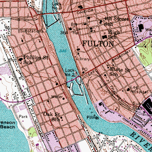 Topographic Map of City of Fulton, NY