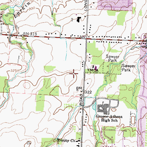 Topographic Map of Town of Greece, NY
