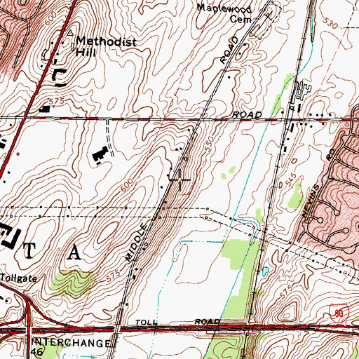 Topographic Map of Town of Henrietta, NY
