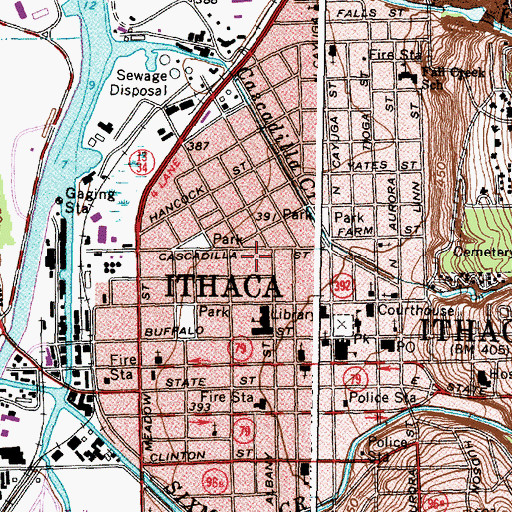 Topographic Map of City of Ithaca, NY