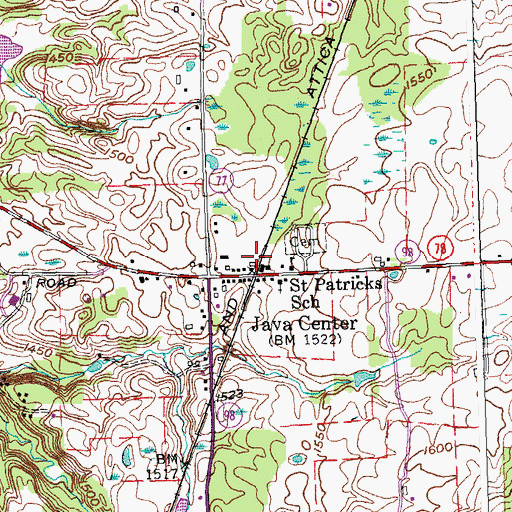 Topographic Map of Town of Java, NY
