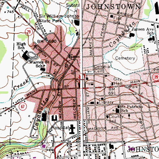 Topographic Map of City of Johnstown, NY