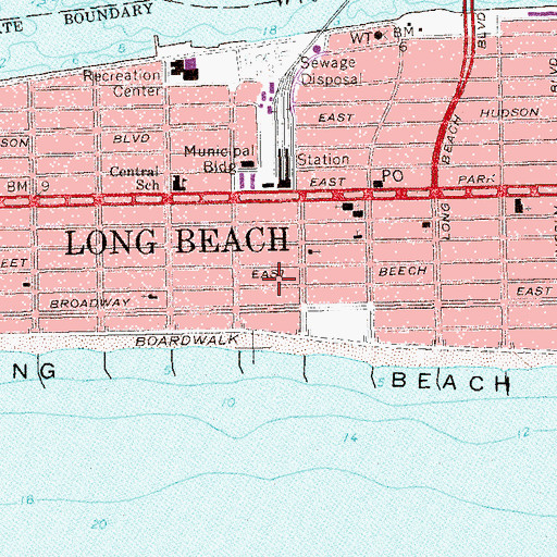 Topographic Map of City of Long Beach, NY