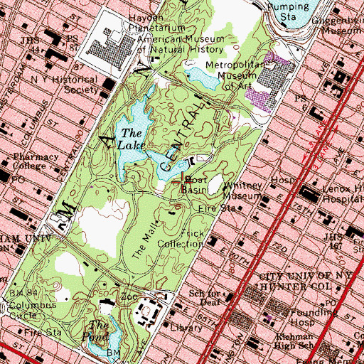Topographic Map of Borough of Manhattan, NY