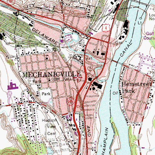 Topographic Map of City of Mechanicville, NY