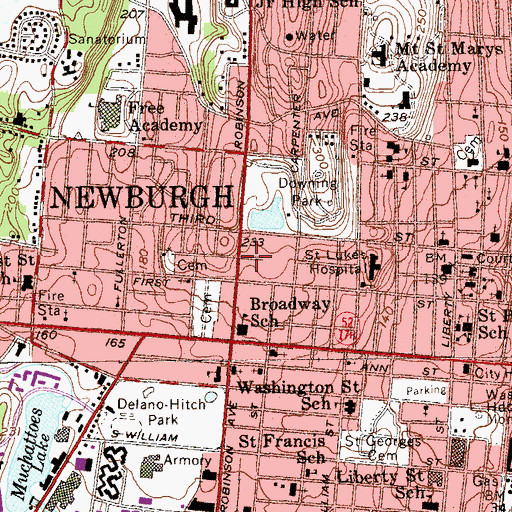 Topographic Map of City of Newburgh, NY