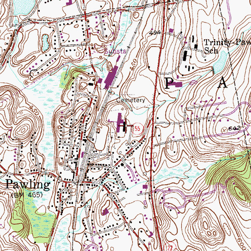 Topographic Map of Town of Pawling, NY