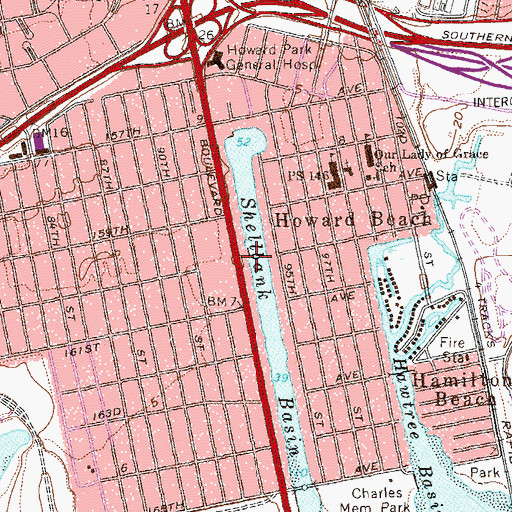 Topographic Map of Borough of Queens, NY