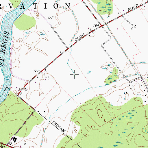 Topographic Map of Saint Regis Mohawk Reservation, NY