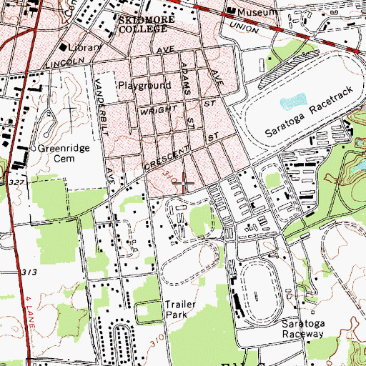 Topographic Map of City of Saratoga Springs, NY