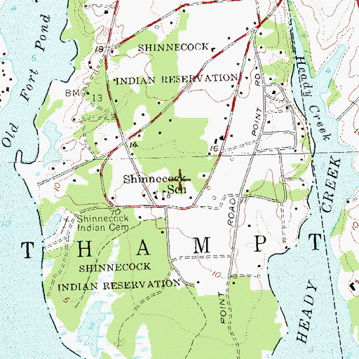 Topographic Map of Shinnecock Reservation, NY