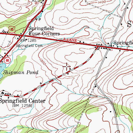 Topographic Map of Town of Springfield, NY