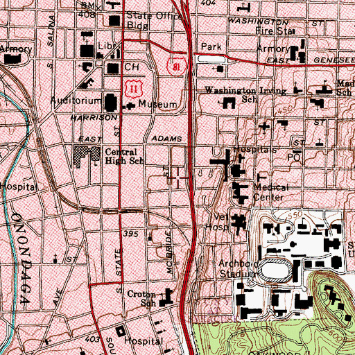 Topographic Map of City of Syracuse, NY