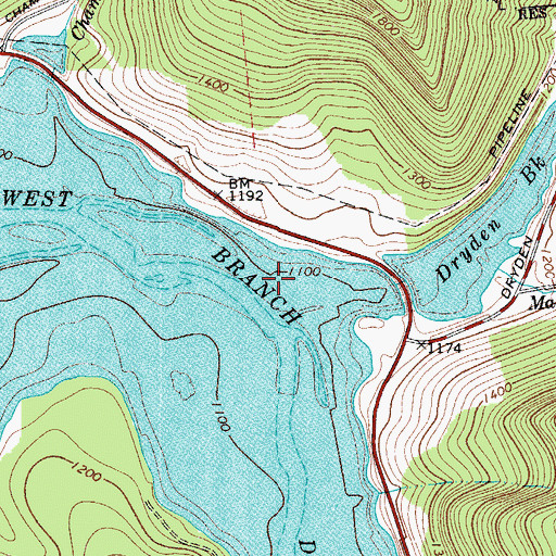 Topographic Map of Town of Tompkins, NY