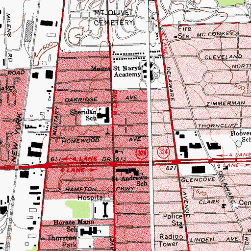 Topographic Map of Town of Tonawanda, NY