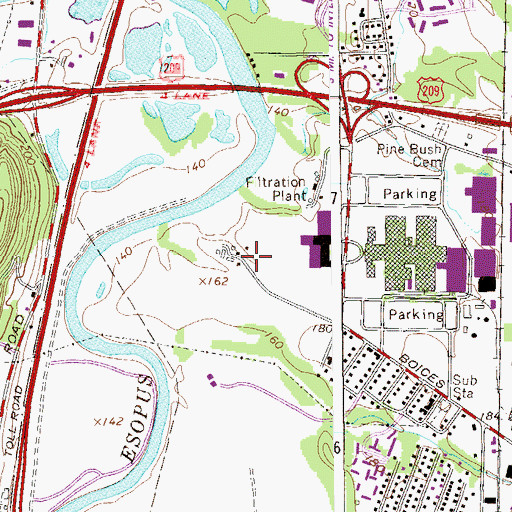 Topographic Map of Town of Ulster, NY