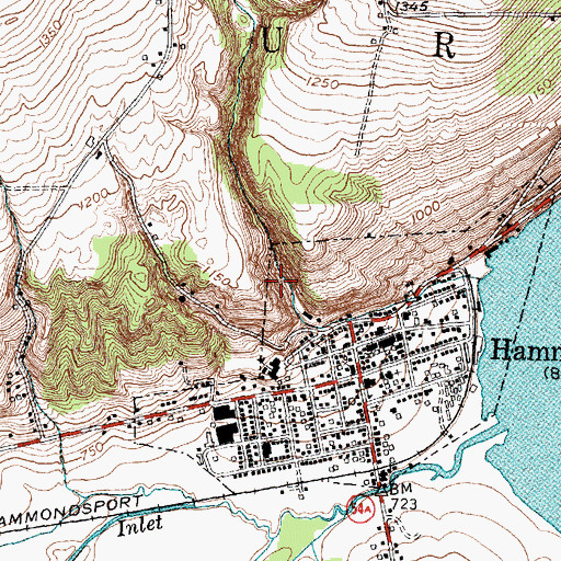 Topographic Map of Town of Urbana, NY