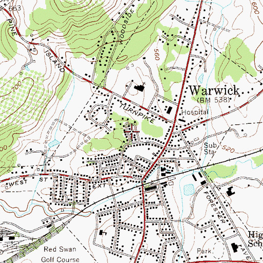 Topographic Map of Town of Warwick, NY