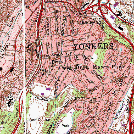 Topographic Map of City of Yonkers, NY