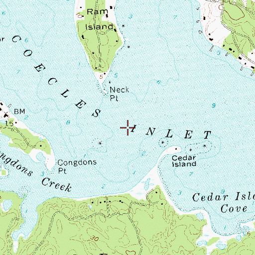 Topographic Map of Coecles Harbor, NY