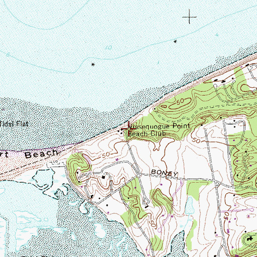 Topographic Map of Nissequogue Point Beach Club, NY