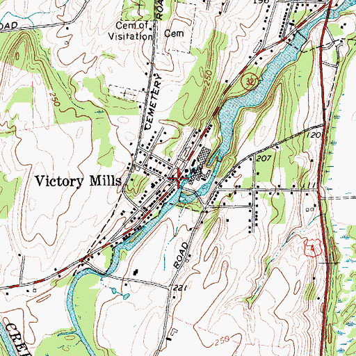 Topographic Map of Victory Mills, NY