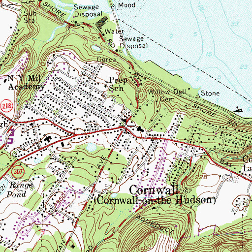 Topographic Map of Cornwall-on-Hudson, NY
