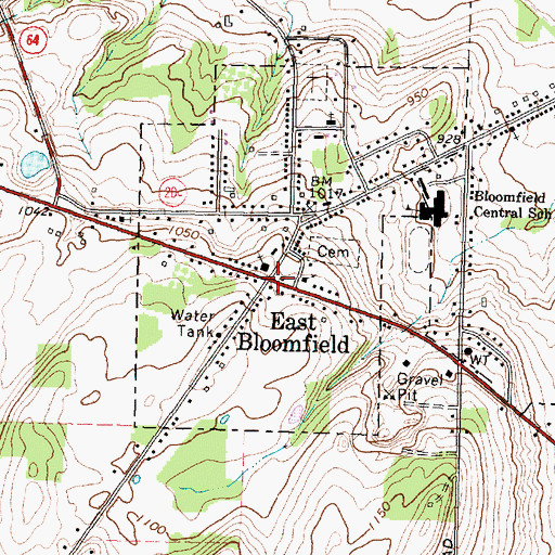 Topographic Map of East Bloomfield, NY