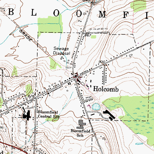 Topographic Map of Holcomb, NY