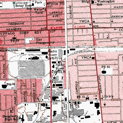 Topographic Map of WBEN Radio Tower (Ticonderoga), NY