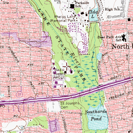 Topographic Map of WGLI-AM (Babylon), NY