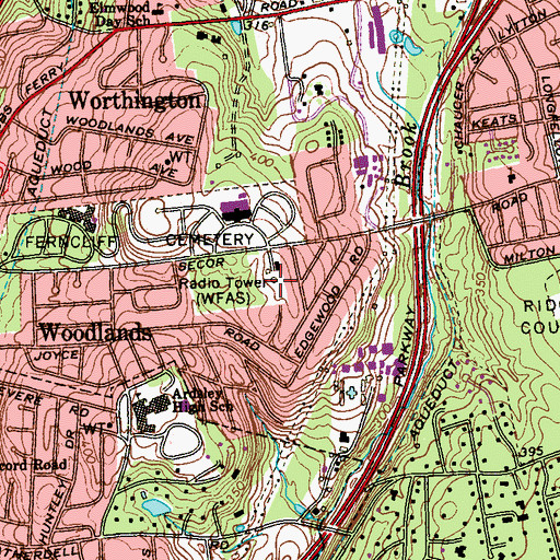 Topographic Map of WFAS Radio Tower (Ticonderoga), NY