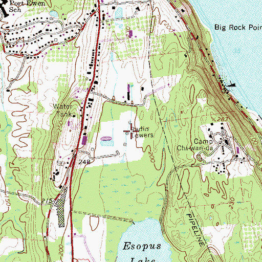 Topographic Map of WGHQ Radio Tower (Ticonderoga), NY