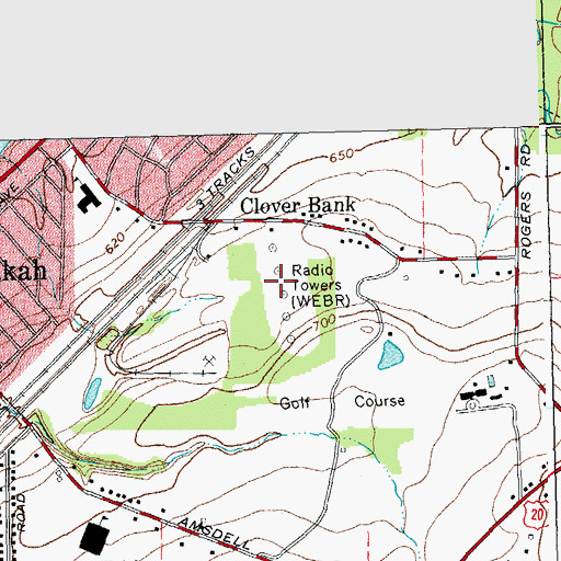 Topographic Map of WEBR Radio Tower (Ticonderoga), NY