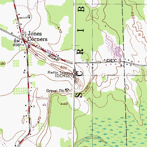 Topographic Map of OCHD Radio Tower (Ticonderoga), NY
