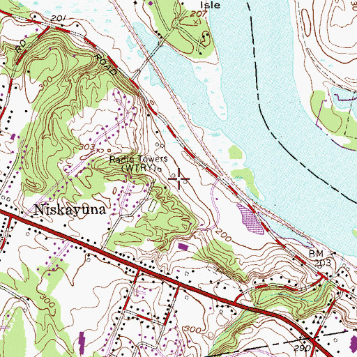 Topographic Map of WTRY Radio Tower (Ticonderoga), NY