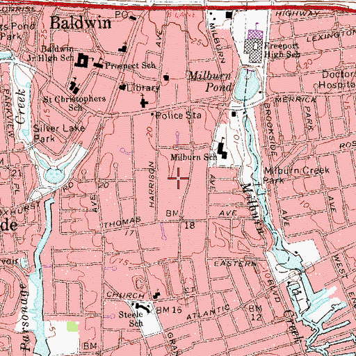 Topographic Map of Millburn, NY