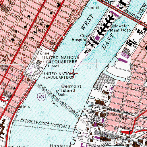 Topographic Map of Roosevelt Island Reef, NY